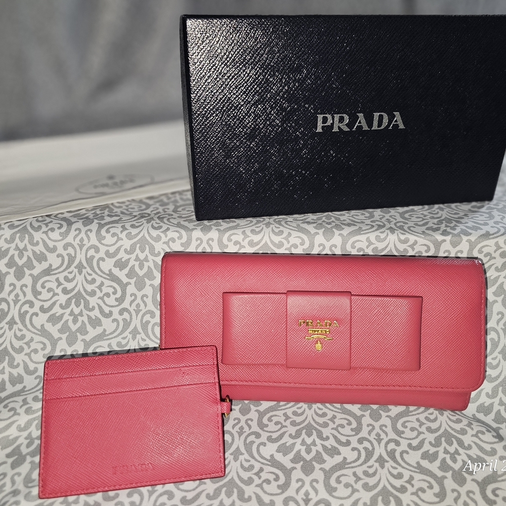 Prada Pink Saffiano Leather Bag with Gold-Tone Logo
